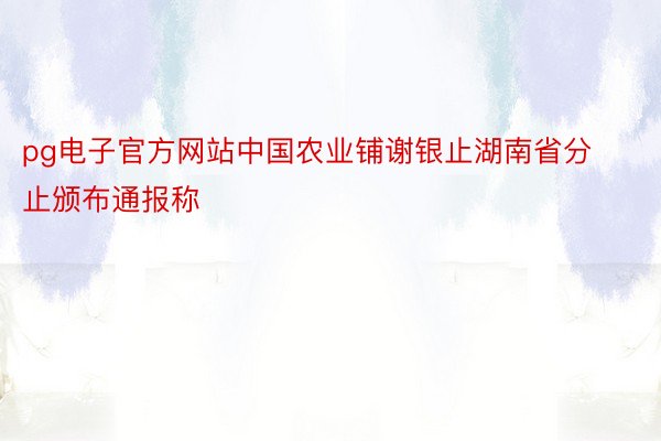 pg电子官方网站中国农业铺谢银止湖南省分止颁布通报称