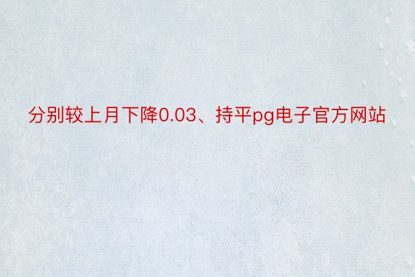 分别较上月下降0.03、持平pg电子官方网站